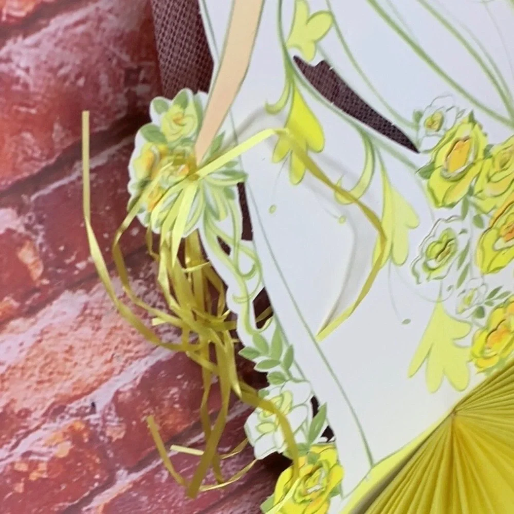 Vintage 70s Hallmark Yellow and White 13” Paper Bridal Shower Centerpiece